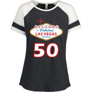 50 Years Old In Vegas - 50th Birthday Enza Ladies Jersey Colorblock Tee