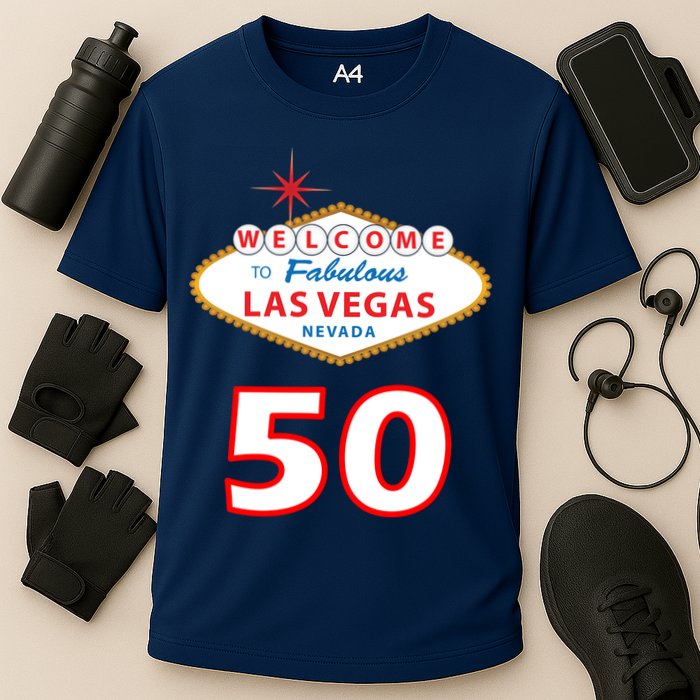 50 Years Old In Vegas - 50th Birthday Cooling Performance Crew T-Shirt