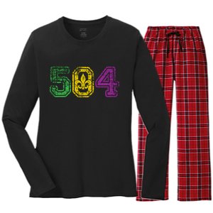 504 New Orleans Mardi Gras Women's Long Sleeve Flannel Pajama Set 