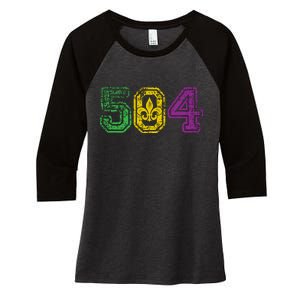 504 New Orleans Mardi Gras Women's Tri-Blend 3/4-Sleeve Raglan Shirt