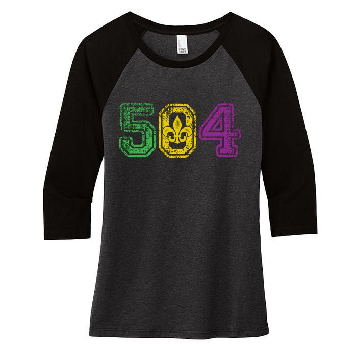 504 New Orleans Mardi Gras Women's Tri-Blend 3/4-Sleeve Raglan Shirt