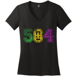 504 New Orleans Mardi Gras Women's V-Neck T-Shirt