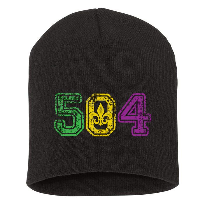 504 New Orleans Mardi Gras Short Acrylic Beanie