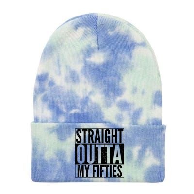 50th Birthday - Straight Outta My Fifties Tie Dye 12in Knit Beanie