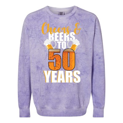 50th Birthday Cheers & Beers To 50 Years Colorblast Crewneck Sweatshirt