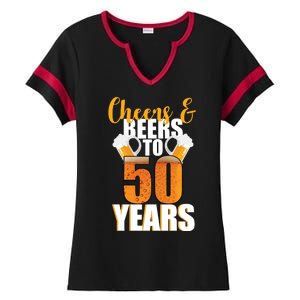 50th Birthday Cheers & Beers To 50 Years Ladies Halftime Notch Neck Tee