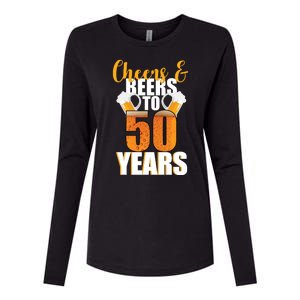 50th Birthday Cheers & Beers To 50 Years Womens Cotton Relaxed Long Sleeve T-Shirt