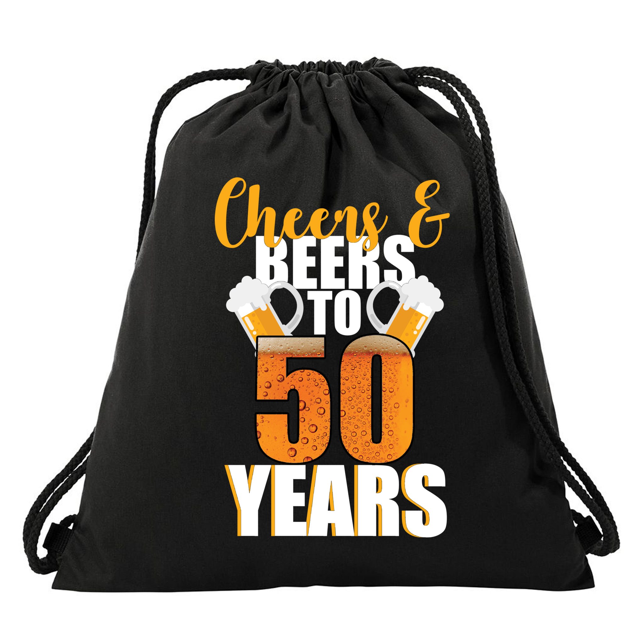 50th Birthday Cheers & Beers To 50 Years Drawstring Bag