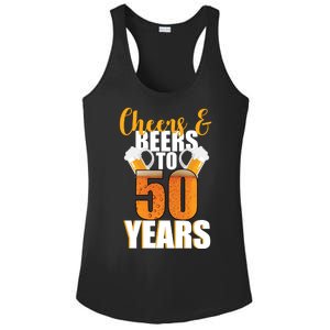 50th Birthday Cheers & Beers To 50 Years Ladies PosiCharge Competitor Racerback Tank