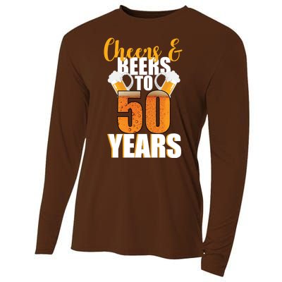 50th Birthday Cheers & Beers To 50 Years Cooling Performance Long Sleeve Crew