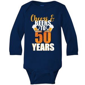 50th Birthday Cheers & Beers To 50 Years Baby Long Sleeve Bodysuit