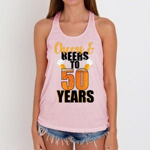 50th Birthday Cheers & Beers To 50 Years Women's Knotted Racerback Tank