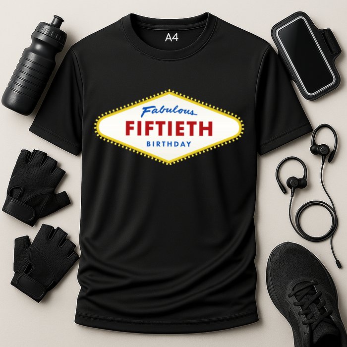 50th Birthday Las Vegas Fabulous fiftieth Cooling Performance Crew T-Shirt