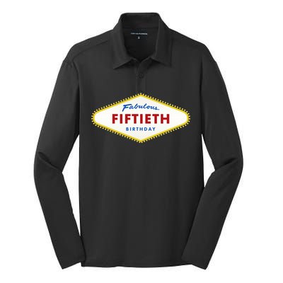 50th Birthday Las Vegas Fabulous fiftieth Silk Touch Performance Long Sleeve Polo