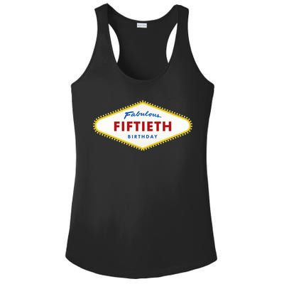 50th Birthday Las Vegas Fabulous fiftieth Ladies PosiCharge Competitor Racerback Tank