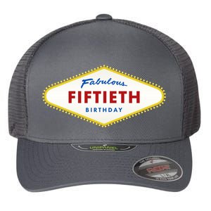 50th Birthday Las Vegas Fabulous fiftieth Flexfit Unipanel Trucker Cap