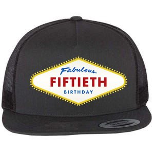 50th Birthday Las Vegas Fabulous fiftieth Flat Bill Trucker Hat