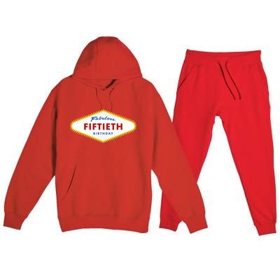 50th Birthday Las Vegas Fabulous fiftieth Premium Hooded Sweatsuit Set