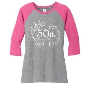 50th Birthday Princess Women's Tri-Blend 3/4-Sleeve Raglan Shirt