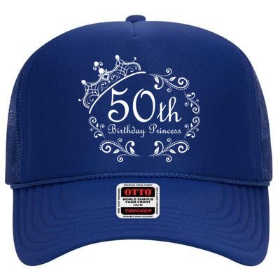 50th Birthday Princess High Crown Mesh Back Trucker Hat