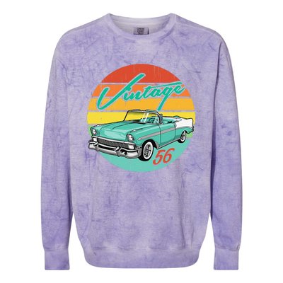 56 1956 Vintage Classic Antique Car Gift Father Day Birthday Colorblast Crewneck Sweatshirt