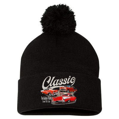 55 56 57 Bel Air Truck Trifive Vintage Cars Pom Pom 12in Knit Beanie