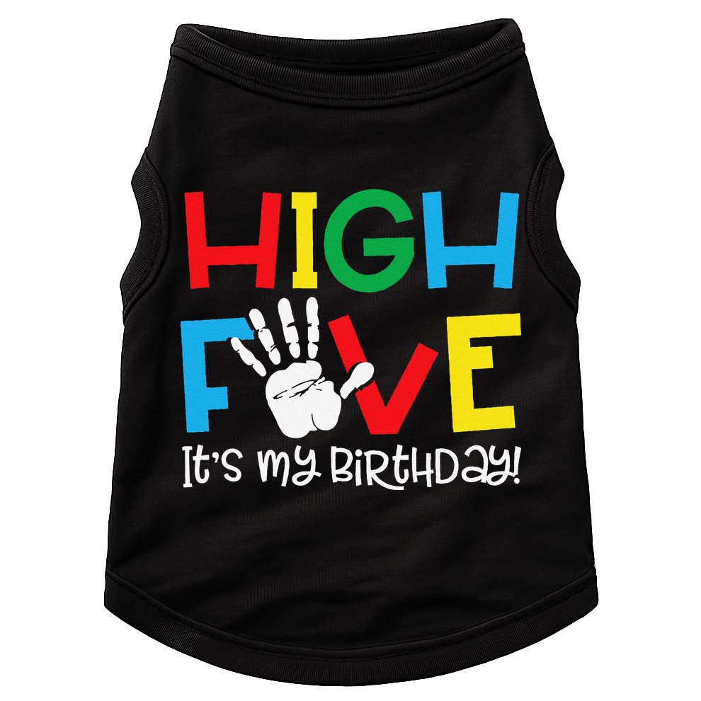 5yr 5th Birthday Funny High Five Its My Birthday Doggie Tank