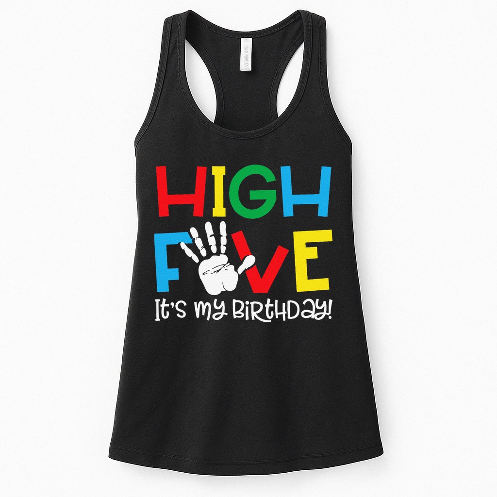 5yr 5th Birthday Funny High Five Its My Birthday Womens Tank Top