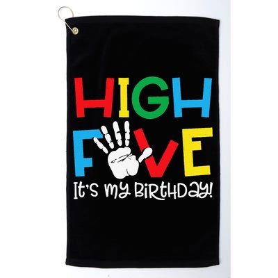 5yr 5th Birthday Funny High Five Its My Birthday Golf Towel