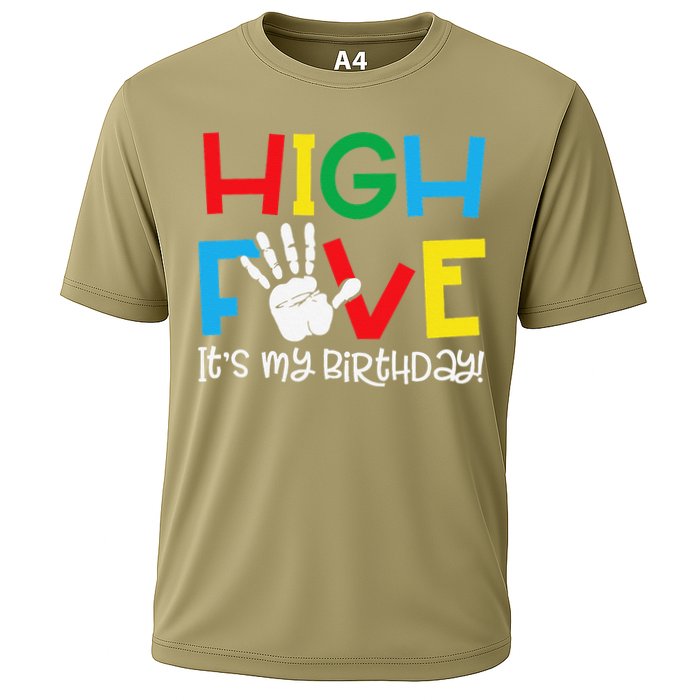 5yr 5th Birthday Funny High Five Its My Birthday Cooling Performance Crew T-Shirt