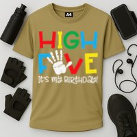 5yr 5th Birthday Funny High Five Its My Birthday Cooling Performance Crew T-Shirt