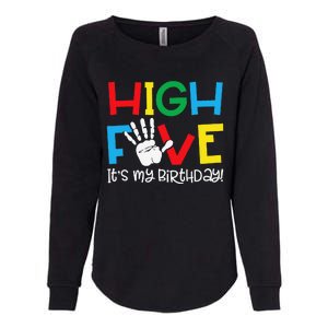 5yr 5th Birthday Funny High Five Its My Birthday Womens California Wash Sweatshirt