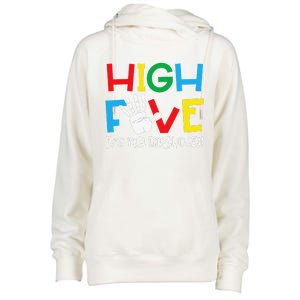 5yr 5th Birthday Funny High Five Its My Birthday Womens Funnel Neck Pullover Hood