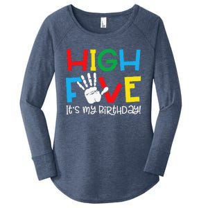 5yr 5th Birthday Funny High Five Its My Birthday Women's Perfect Tri Tunic Long Sleeve Shirt