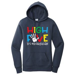 5yr 5th Birthday Funny High Five Its My Birthday Women's Pullover Hoodie