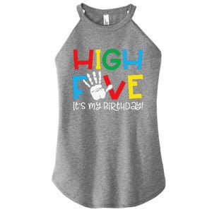 5yr 5th Birthday Funny High Five Its My Birthday Women's Perfect Tri Rocker Tank