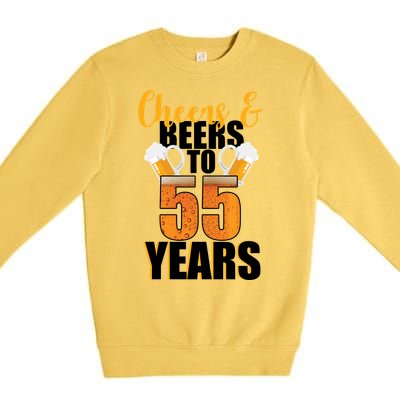 55th Birthday Cheers & Beers To 55 Years Premium Crewneck Sweatshirt