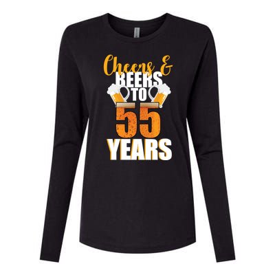 55th Birthday Cheers & Beers To 55 Years Womens Cotton Relaxed Long Sleeve T-Shirt