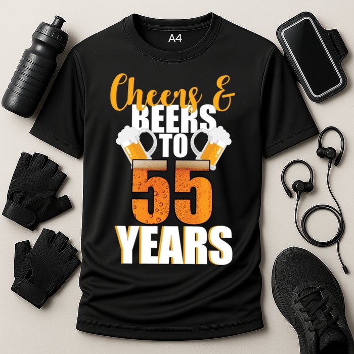 55th Birthday Cheers & Beers To 55 Years Cooling Performance Crew T-Shirt