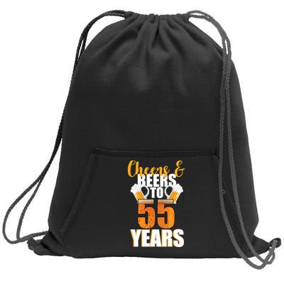 55th Birthday Cheers & Beers To 55 Years Sweatshirt Cinch Pack Bag