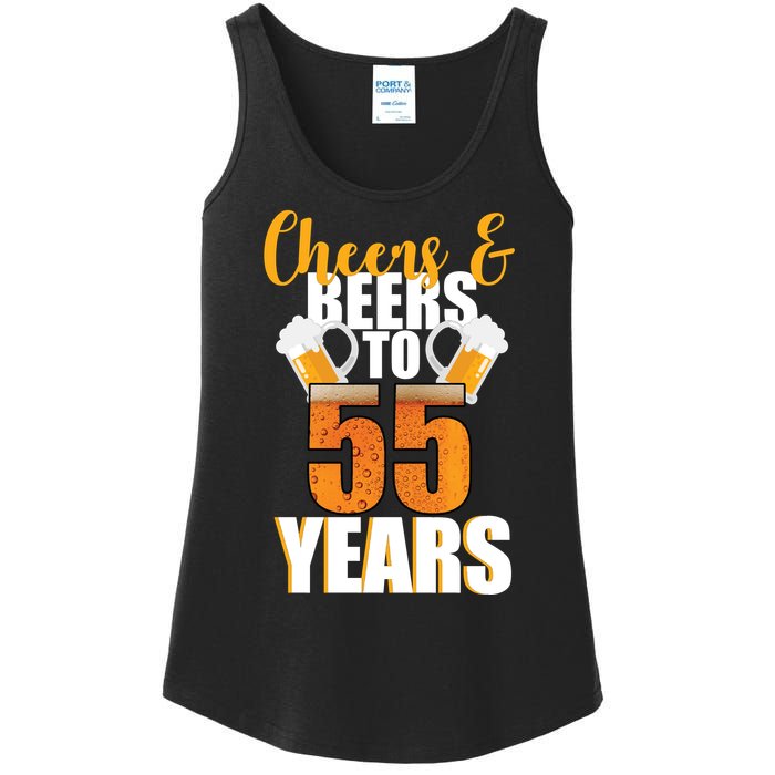 55th Birthday Cheers & Beers To 55 Years Ladies Essential Tank