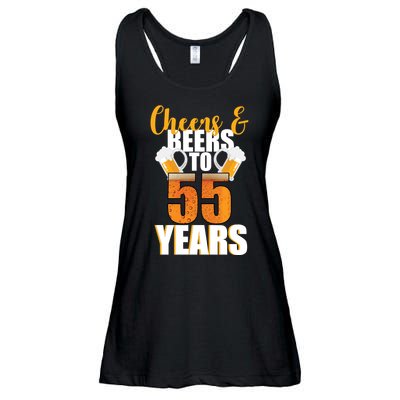 55th Birthday Cheers & Beers To 55 Years Ladies Essential Flowy Tank