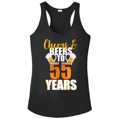 55th Birthday Cheers & Beers To 55 Years Ladies PosiCharge Competitor Racerback Tank