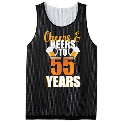 55th Birthday Cheers & Beers To 55 Years Mesh Reversible Basketball Jersey Tank