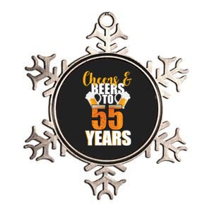 55th Birthday Cheers & Beers To 55 Years Metallic Star Ornament