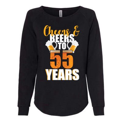 55th Birthday Cheers & Beers To 55 Years Womens California Wash Sweatshirt