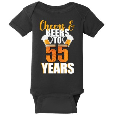 55th Birthday Cheers & Beers To 55 Years Baby Bodysuit