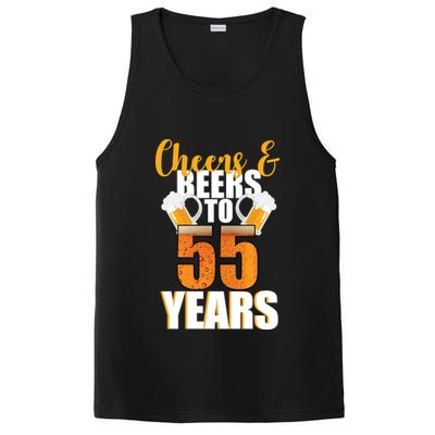 55th Birthday Cheers & Beers To 55 Years PosiCharge Competitor Tank