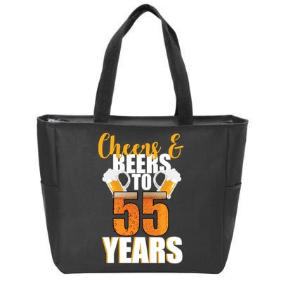 55th Birthday Cheers & Beers To 55 Years Zip Tote Bag