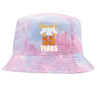 55th Birthday Cheers & Beers To 55 Years Tie-Dyed Bucket Hat